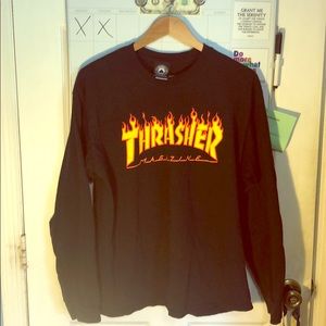 Thrasher Flame Logo Black Long Sleeve T-Shirt